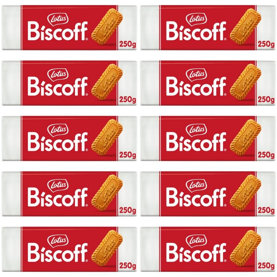 Biscuits Bundle with Lotus Biscoff Caramelized Biscuit 250g - 10 Pack | The Original Caramelised Biscuit, Suitable for Vegans.