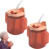 1/2pc Elderly Drinking Cup - 300ml Elderly Spill Proof Cups | Unspillable Cup with 2 Handles | Adult Sippy Cups with Lid and Straw for Elderly Maternity Adult Feeder Beaker Drink Water Porridge Soup view 1