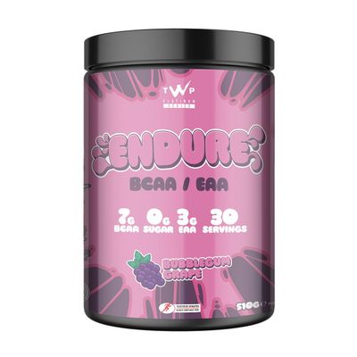TWP Nutrition Platinum Series Endure, EAAs & BCAAs Electrolyte Blend Pre, Intra and Post Workout, Zero Sugar, 510g and 30 Servings, 20 Great Flavours (Bubblegum Grape)