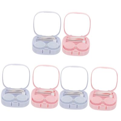 FRCOLOR 6sets Portable Contacts Cases Convenient Household Contacts Holders Outdoor Travel Accessories Soft Lens Case for Delicate Eye