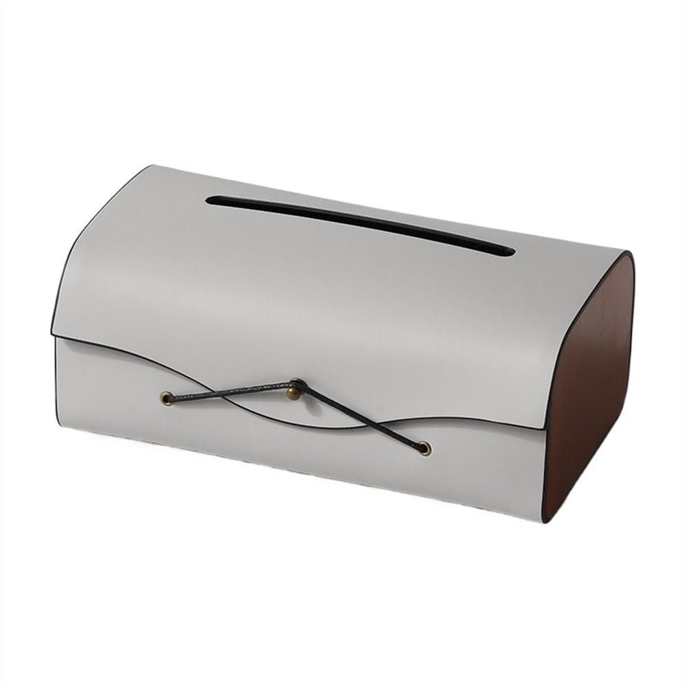 DFHS46JK Tissue Box Cover Tissue Box Cover Rectangular PU Leather Facial Tissue Dispenser Box Holder for Bathroom Vanity Countertop Car Night Stands Office In Living Room(Gris)