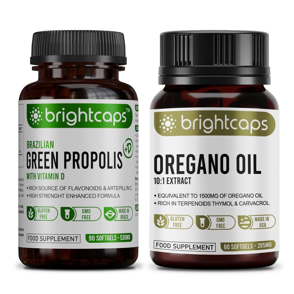 Bee Health Propolis | Brazilian Green Propolis with Vitamin D + Oregano Oil Softgel | Immune System Health Support