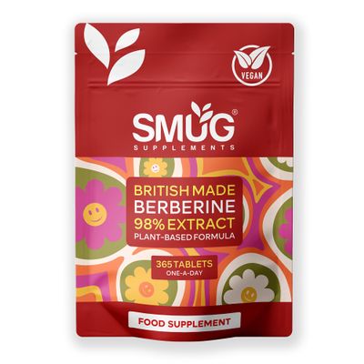 Berberine 98% Extract  365 Micro Tablets  One A Day  Plant Based  Vegan  Made in Britain  SMUG Supplements