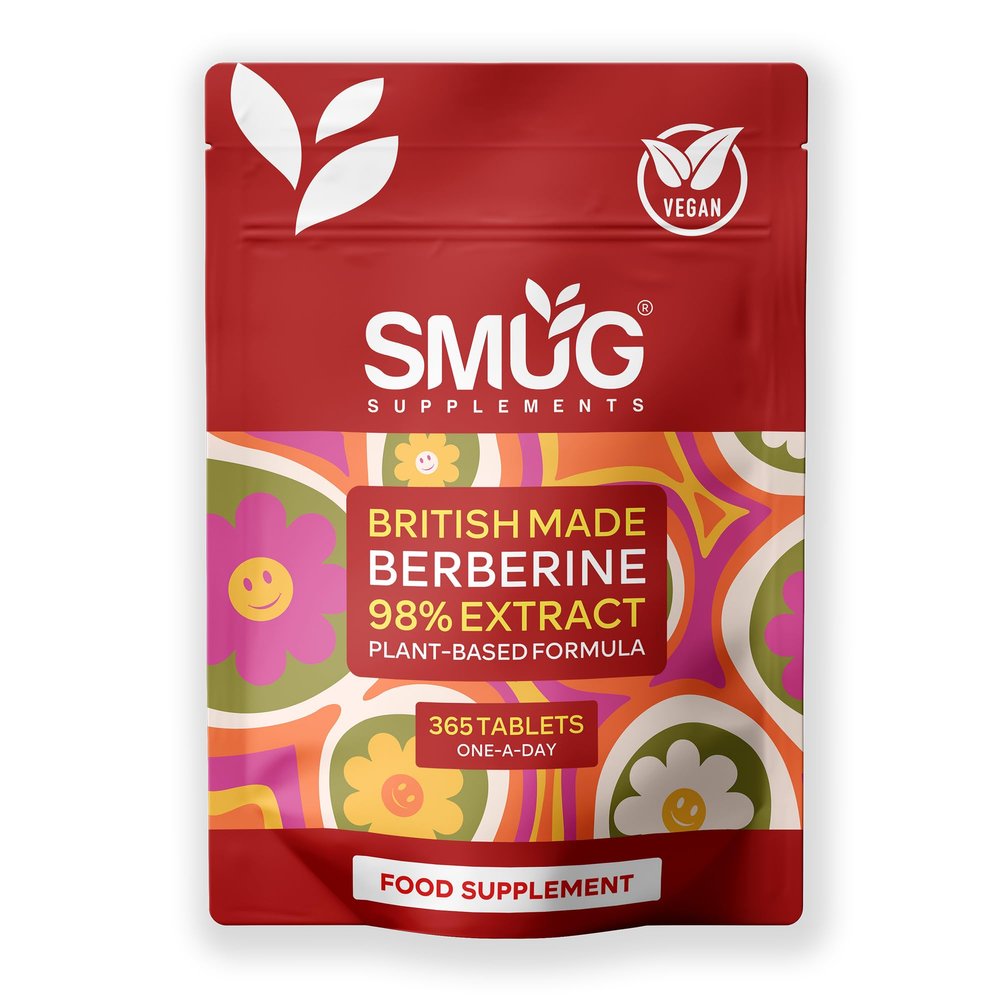 Berberine 98% Extract  365 Micro Tablets  One A Day  Plant Based  Vegan  Made in Britain  SMUG Supplements