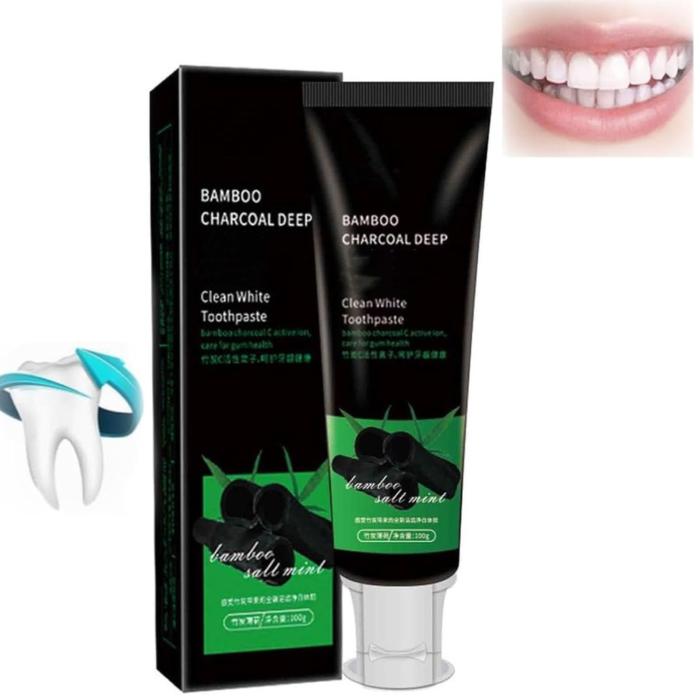 Bamboo Charcoal Deep Toothpaste Whitening,Natural Activated Carbon Toothpaste,Charcoal Cleaning Glowing Toothpaste for Oral Care