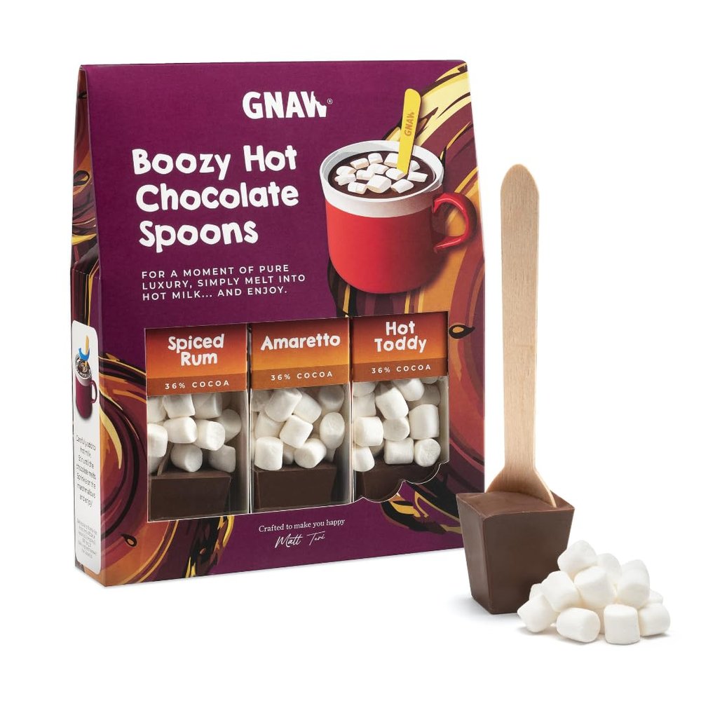 Boozy Hot Chocolate Spoons Gift Set  Spiced Rum, Amaretto & Hot Toddy Flavours, Including Marshmallows for Luxury Hot Chocolate Indulgence  Spoon Stirrers for Rich, Caf-Style Mugs, 3 x 40g