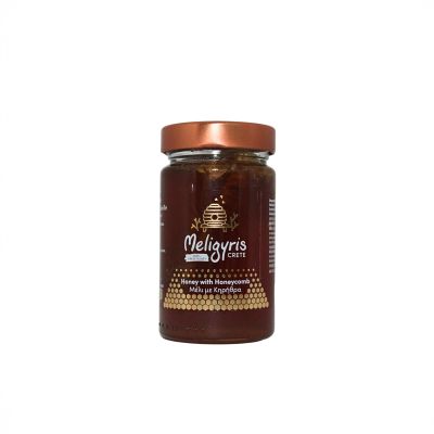 Meligyris - Greek Honey with Honeycomb  100% Natural, Raw & Unfiltered  Artisan Honey from Crete with Edible Honeycomb, 450g