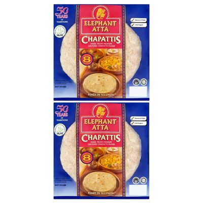 Elephant Atta Elephant Chapatti Bread 360g Made from Medium Ground Chapatti Flour | Full Source of Fibre & Low Sugars Wheat | Ready In Seconds 8 Chapatti Contains | Concept4u