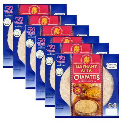 Elephant Atta Elephant Chapatti Bread 360g Made from Medium Ground Chapatti Flour | Full Source of Fibre & Low Sugars Wheat | Ready In Seconds 8 Chapatti Contains | Concept4u