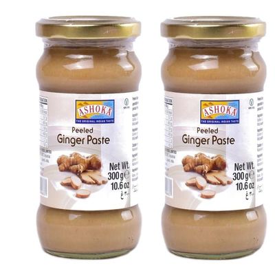 Ashoka Peeled Ginger Paste 300g | Ready-to-Use Fresh Ginger Paste | Convenient & Time-Saving | Ideal for Cooking Spices | Authentic Flavour Enhancer (Pack of 2)