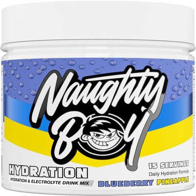 NaughtyBoy Hydration Electrolyte Powder - Blueberry Pineapple, 127.5g, Sugar-Free Hydration Drink with Creatine, Zero Calories, Electrolyte Support & Recovery