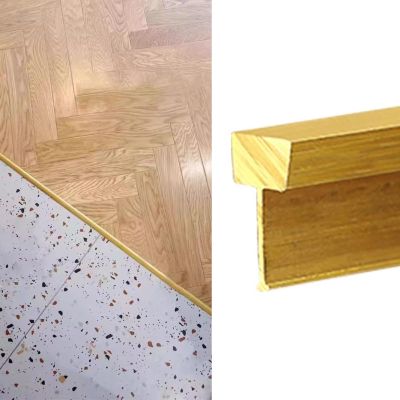 CMYUN Solid Brass Threshold Bar/Gap Joining Strip, T Molding Decor Transition Strip for Stair Wall, Wood to Tile Floor Edge Trim for Home Office(W5xH15mm(0.2x0.59in))