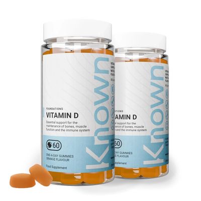 Known Tasty Vitamin D Gummies - 25g Vitamin D3 for Immune & Bone Health - Natural Orange Flavour - 60 Gummies, 4 Months Supply