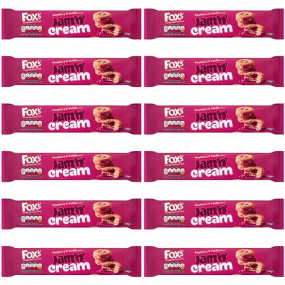 Biscuits Bundle with Fox's Biscuits Jam 'N Cream Rings 150g - 12 Pack | Jam Rings with Real Raspberry Jam, Suitable For Vegetarians.