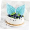 DECHOUS 10pcs Golden Palm Leaf Paper Fan Cake Toppers Tropical Decorations for Birthday Party Palm Leaf Blue Cake Accessories view 3