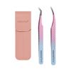 ANNAFRIS 2Pcs Lash Tweezers Stainless Steel Eyelash Extensions Tweezers Kit Straight and Curved Tweezers for Crafting Fiber Pointy Tweezers(F03+04) view 1