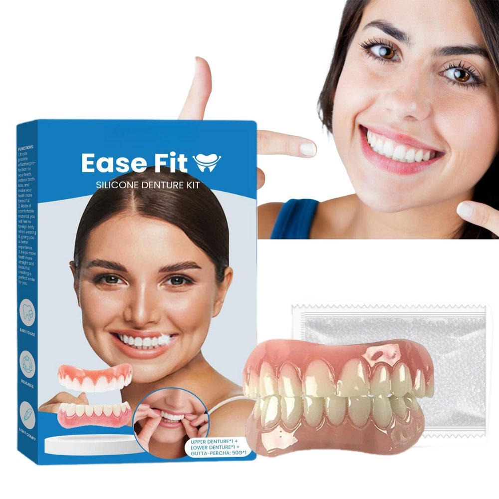 Denture Silicone Reline Kit,Silicone Reline Denture Set,Soft Denture Reline Kit,Fake Teeth Kit,Veneers Snap in Teeth,Soft Dentures for Upper & Lower Denture,Silicone Reline Kit for Men and Women