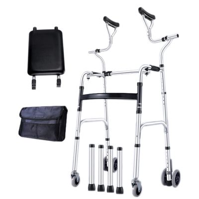 Folding Walkers with Wheels Lightweight Walkers for Seniors Axillary Support Assistor Disability Aids Walkers Indoor Walkers for Seniors Walking Frame,D,D