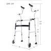 Folding Walkers with Wheels Lightweight Walkers for Seniors Axillary Support Assistor Disability Aids Walkers Indoor Walkers for Seniors Walking Frame,D,D view 3