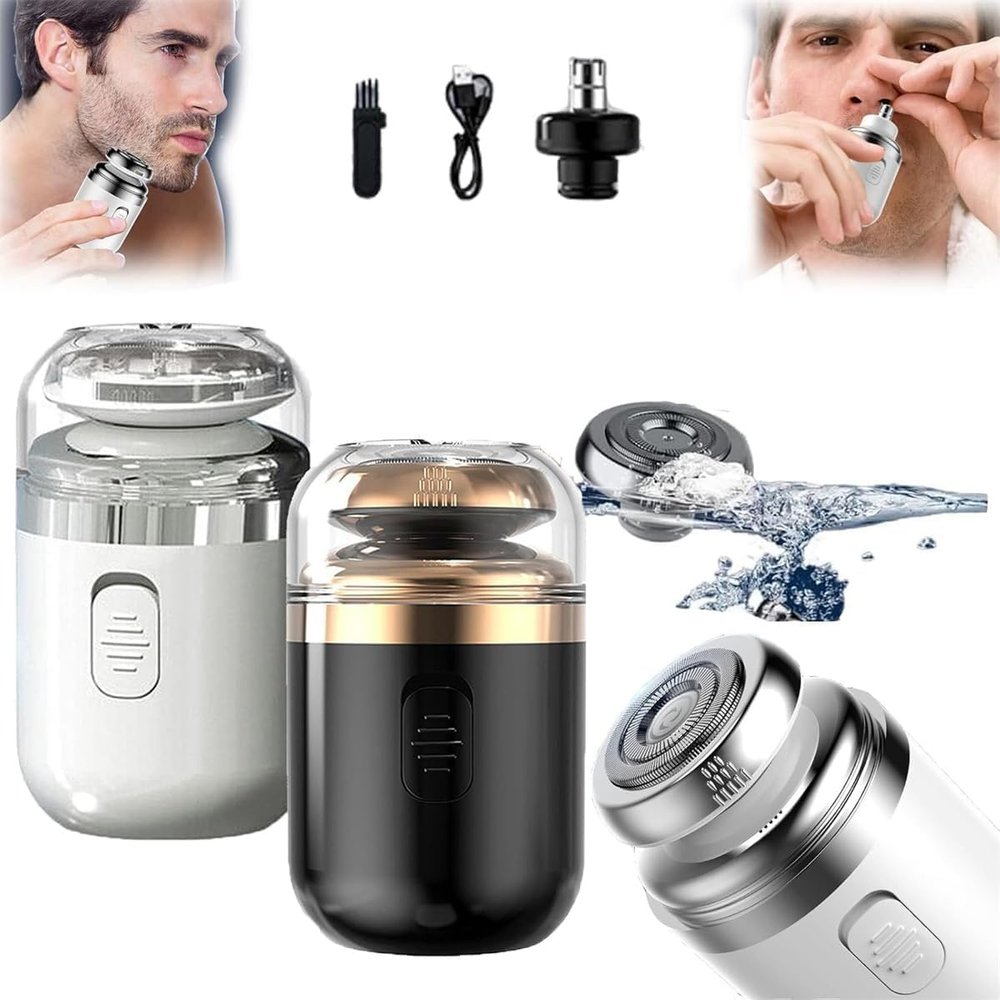 Capsule Razor, Mini Portable Electric Shaver, Portable Multifunctional Capsule Shaver for Men, 2 in 1 Capsule Mini Shaver with Nose Hair Trimmer, USB Rechargeable Waterproof Electric Razor (2PCS)