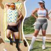 Plus Size Compression Socks for Women and Men White Black Knee High Socks Support Wide Calf Stockings Ladies Running Varicose Veins Sock Support Stockings Pressure Socks Christmas Socks UK Sales view 2