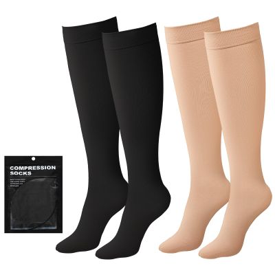 2 Pairs Medical Compression Socks for Women & Men 20-30 mmHg, Knee High Closed Toe Compression Stockings, Graduated Support Pressure Socks for Varicose Veins, Edema, Flight, Nursing