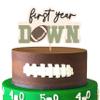 First Year Down Cake Topper - Football One Birthday Decorations,Super Bowl Party Photo Props,Sports 1st Birthday Football Cake Topper,Little Athlete Smash Football Cake Decorations view 1