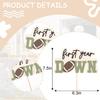First Year Down Cake Topper - Football One Birthday Decorations,Super Bowl Party Photo Props,Sports 1st Birthday Football Cake Topper,Little Athlete Smash Football Cake Decorations view 2