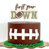 First Year Down Cake Topper - Football One Birthday Decorations,Super Bowl Party Photo Props,Sports 1st Birthday Football Cake Topper,Little Athlete Smash Football Cake Decorations view 4