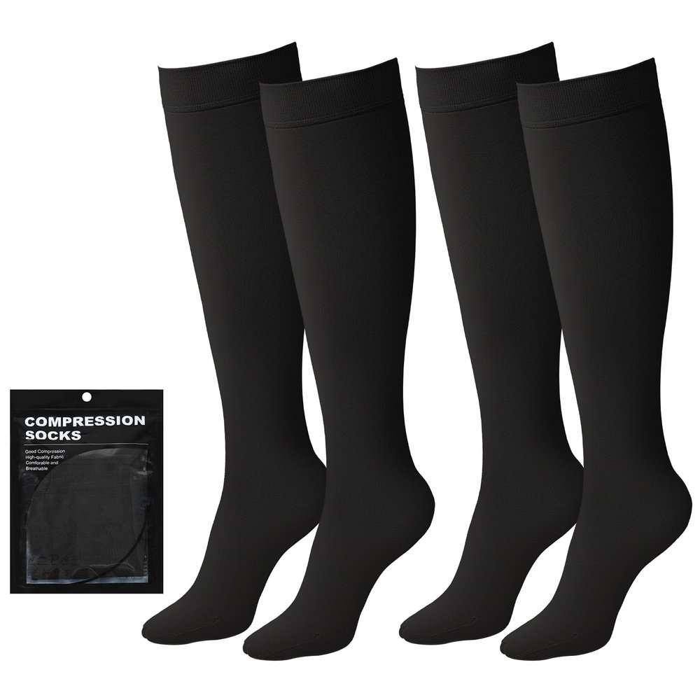 2 Pairs Medical Compression Socks for Women & Men 20-30 mmHg, Knee High Closed Toe Compression Stockings, Graduated Support Pressure Socks for Varicose Veins, Edema, Flight, Nursing