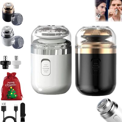 Capsule Razor, 2 in 1 Mini Portable Electric Shaver, Capsule Shaver with Rotary Nose Hair Trimmer, USB Rechargeable Waterproof Electric Razors, Enspiracle Mini Portable Electric Shaver for Men (2PC)