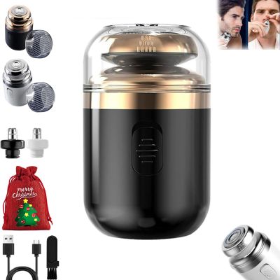 Capsule Razor, 2 In 1 Mini Portable Electric Shaver, Capsule Shaver With Rotary Nose Hair Trimmer, USB Rechargeable Waterproof Electric Razors, Enspiracle Mini Portable Electric Shaver For Men (Black)