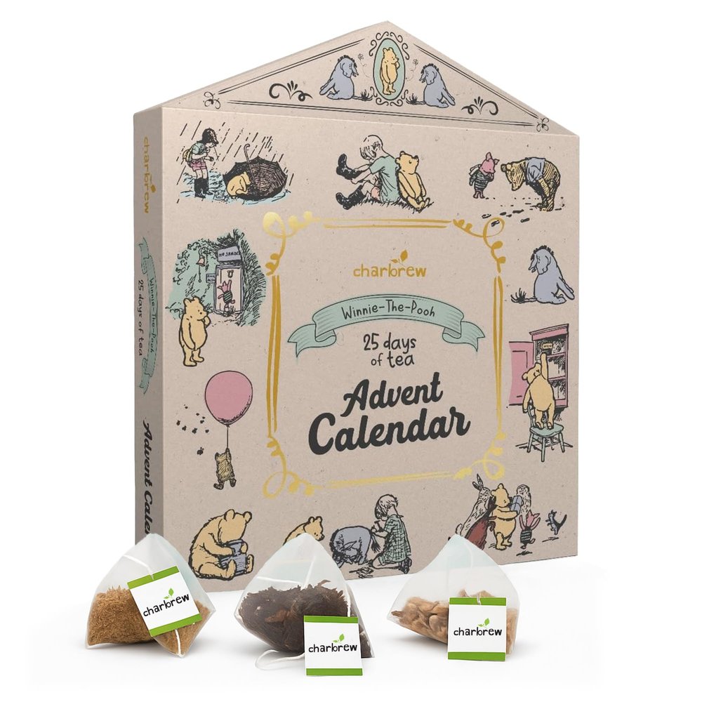 Charbrew 25 Days of Christmas Tea Advent Calendar - 25 Mesh Pyramid Teabags | 8 Assorted Classic, Herbal & Fruit Blends | Festive Christmas Countdown Gift for Tea Lovers