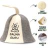 Sauna Guru Sauna Hat White and Gray - 100% Organic Wool Felt Hats for Russian Banya - Protect Your Head from Heat - English Sauna eBook Guide Included - with Embroidery view 3