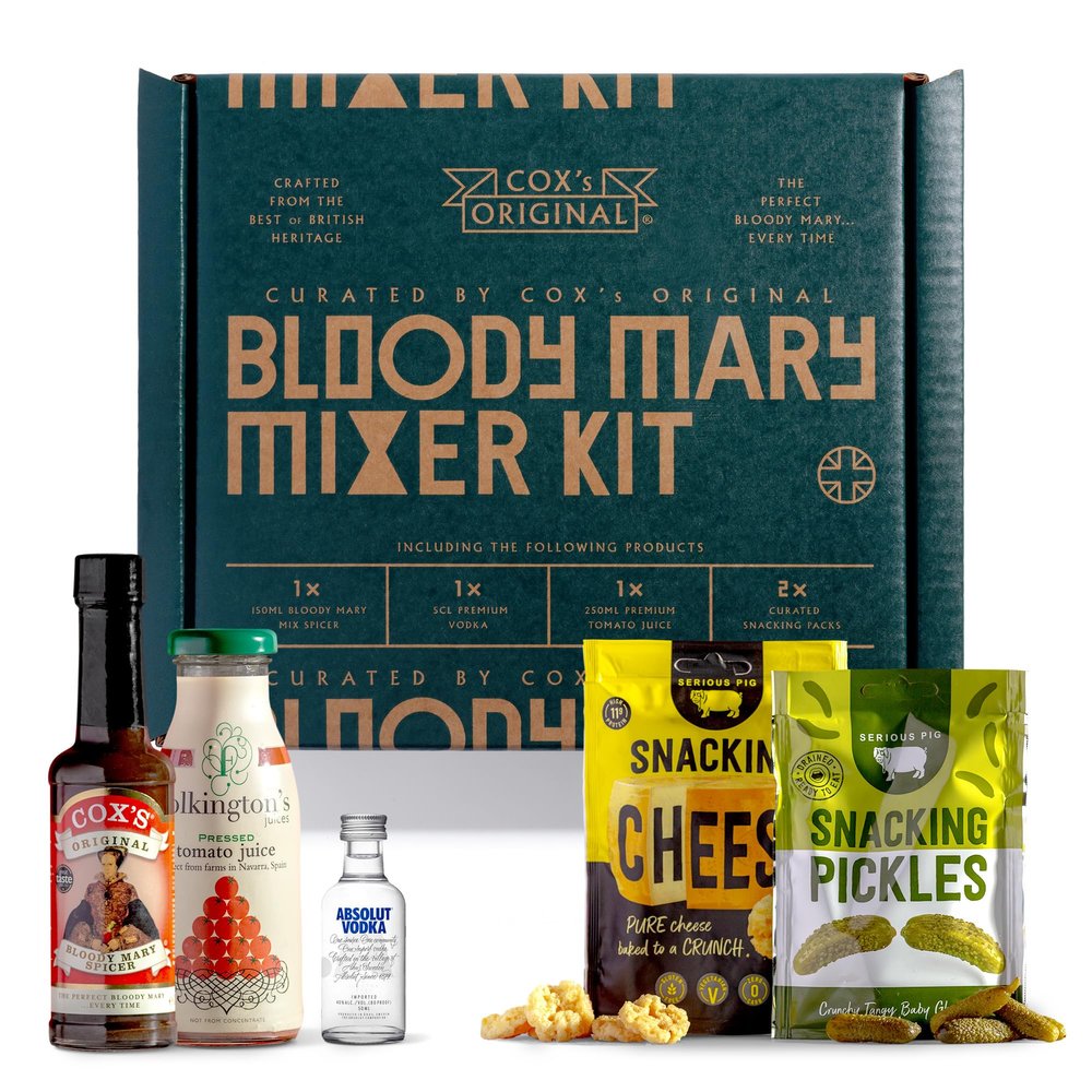 Cox's Original Bloody Mary Mix Spicer - Bloody Mary Gift Set with Luxury Snacks - Bloody Mary Kit