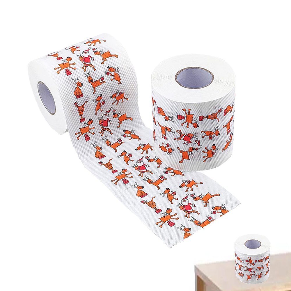 Bathroom Christmas Tissue Paper | Christmas Reindeer Printing Napkins | Christmas Theme Paper Napkin for Dining Table, Home, Toilet, Bathroom, Kitchen