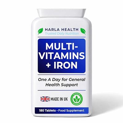 Multivitamins with Iron  180 Vegetarian Tablets (6-Month Supply) | Daily Energy, Immune Support & Overall Wellbeing for Men & Women | UK Made, GMP Certified