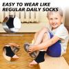 2Pairs Kids Ankle Support Brace Children Compression Socks Sports Elastic Support Sleeve Breathable Aching Feet and Heel Pain Relief Ligament Damage Protector for 5-12 Years Boy Girls (Black*Blue) view 2