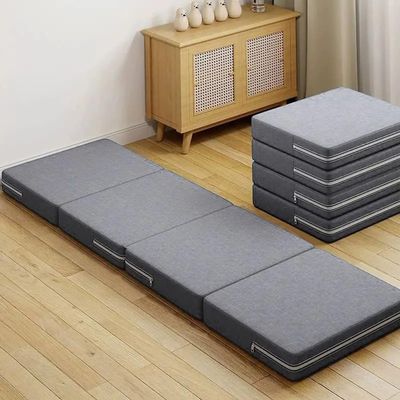 8/10cm Thick High Density Foam Folding Mattress for Tatami Travel Camping,Portable Single/Twin/Queen/King Size Foldable Mattress with Storage Bag (Gray,100x200x8cm)
