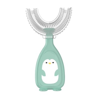 Children's U-Shaped Toothbrush Silicone Toothbrush Baby Mouth Cleaning Manual Toothbrush (Green, L) Kids u-Shaped Toothbrush