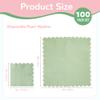 100 Pack Disposable Cocktail Napkins, 5 x 5 Inches, 2-Ply, Scalloped Edge, for Dinner Wedding Birthday Party Bridal Anniversary Reception Event (100, Sage Green) view 2