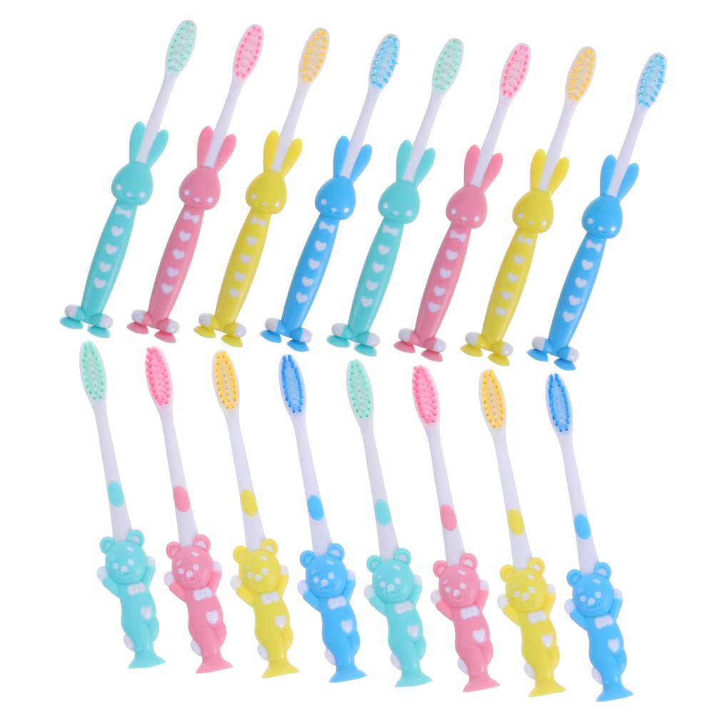 KOMBIUDA 32pcs Cute Cartoon Boys and Girls Toothbrush Boy Girl Toothbrushes Gentle Bristles