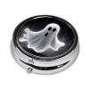 Round Pill Box Pill Case Weekly Pill Organizer with 3 Compartments Black and Halloween Ghost Pillbox Small Pill Container Portable Vitamin Holder Boxes for Supplements Medicine Organizer for Pill view 4