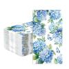 100Pcs Hydrangea Paper Napkins 3 Ply Watercolor Blue and White Floral Butterfly Disposable Absorbent Hand Towel Spring Pretty Flower Guest Dinner Napkin for Bridal Shower Bathroom Tea Party Supplies view 1