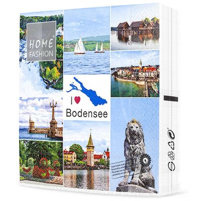 20 Napkins Cities Collage of Lake Constance as Table Decoration Paper Napkins with Motif Also for Decoupage and Decoupage 33 x 33 cm