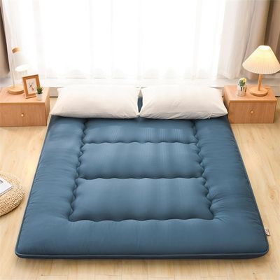 10cm Thick Floor Guest Bed Japanese Futon Mattress,Single/Twin/Queen/King Size Foldable Tatami Mat,Portable Roll Up Travel Camping Bed (Blue,180x200cm)