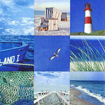 20 Napkins Maritime Collage of the Sea as Table Decoration Paper Napkins with Motif Also for Decoupage and Decoupage 33 x 33 cm
