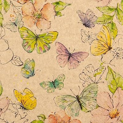 20 Sustainable Napkins Animals Colourful Butterfly World as Table Decoration Ecological Paper Napkins Made of Recycled Material 33 x 33 cm