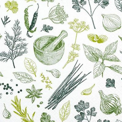 20 Napkins Food Herbs and Spices as Table Decoration Paper Napkins with Motif Also for Decoupage and Decoupage 33 x 33 cm