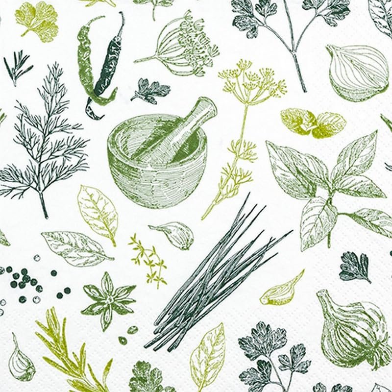 20 Napkins Food Herbs and Spices as Table Decoration Paper Napkins with Motif Also for Decoupage and Decoupage 33 x 33 cm